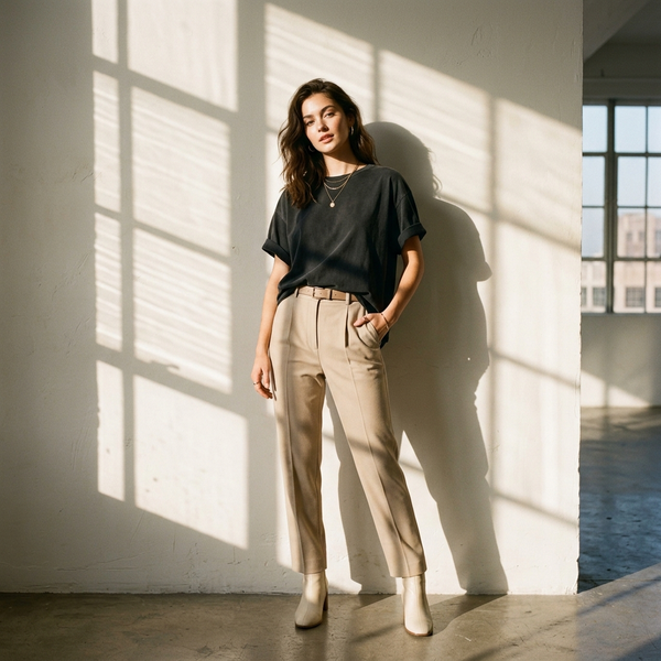 Female Model High-Fashion T-Shirt Lookbook
