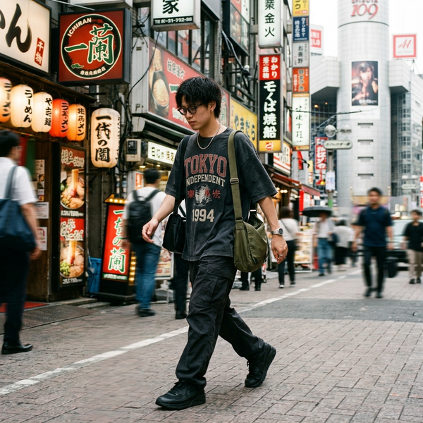 Urban Tokyo Streetwear Lifestyle T-Shirt Candid