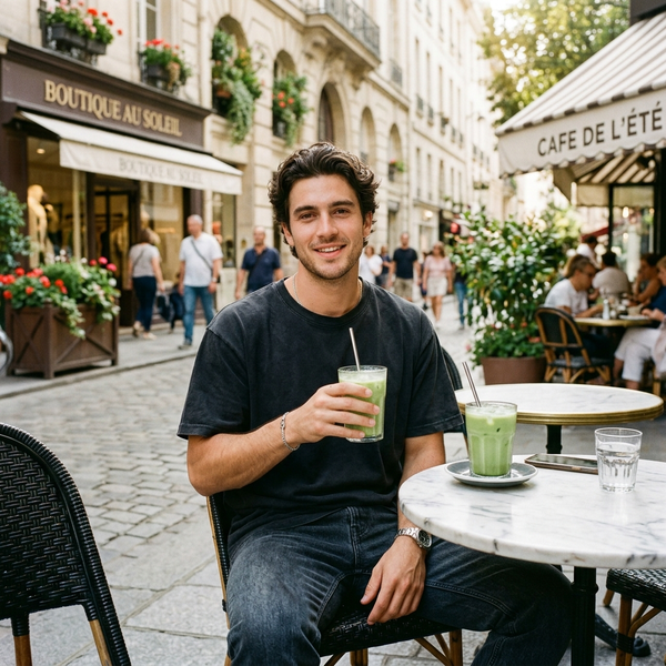 Outdoor European Cafe Lifestyle T-Shirt Photo
