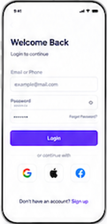 Login & Sign In Screen Wireframe